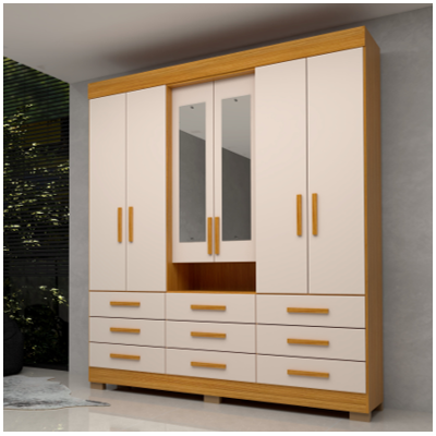Guarda Roupa Casal 6 Portas 9 Gavetas Com Espelho Débora Acp Móveis Cod 641.036 Guarda Roupa Casal 6 Portas 9 Gavetas Com Espelho Débora Acp Móveis Cod 641.036